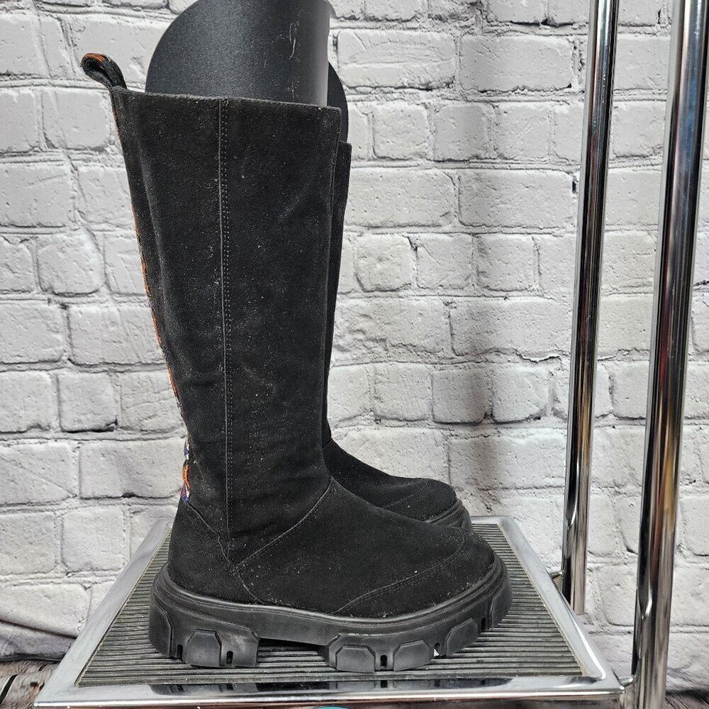 Farm Rio Black Faux Suede Calf Height Full Zip Boots, Women's 8 - Picture 7 of 15